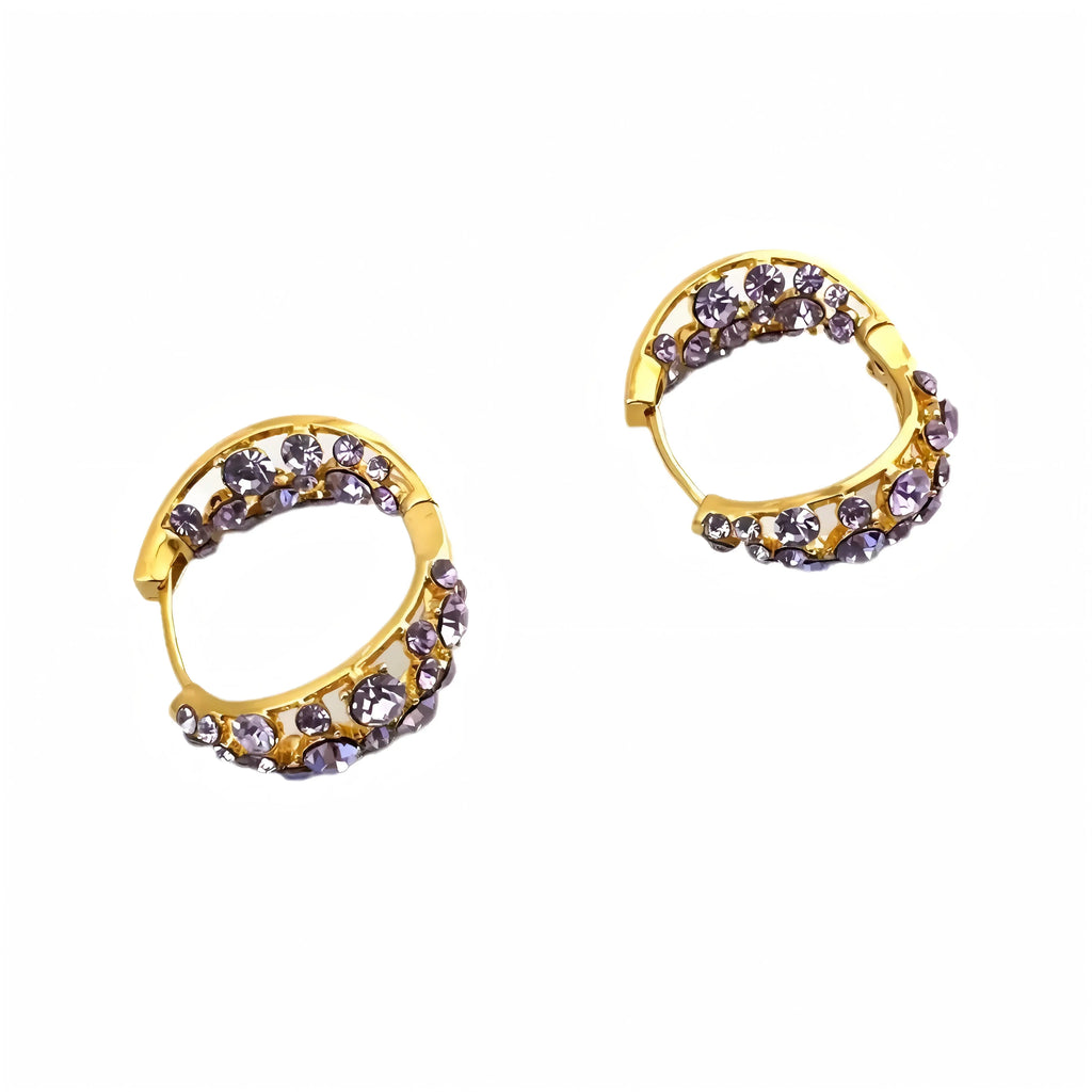 Vintage-Inspired Purple Crystal Hoop Earrings