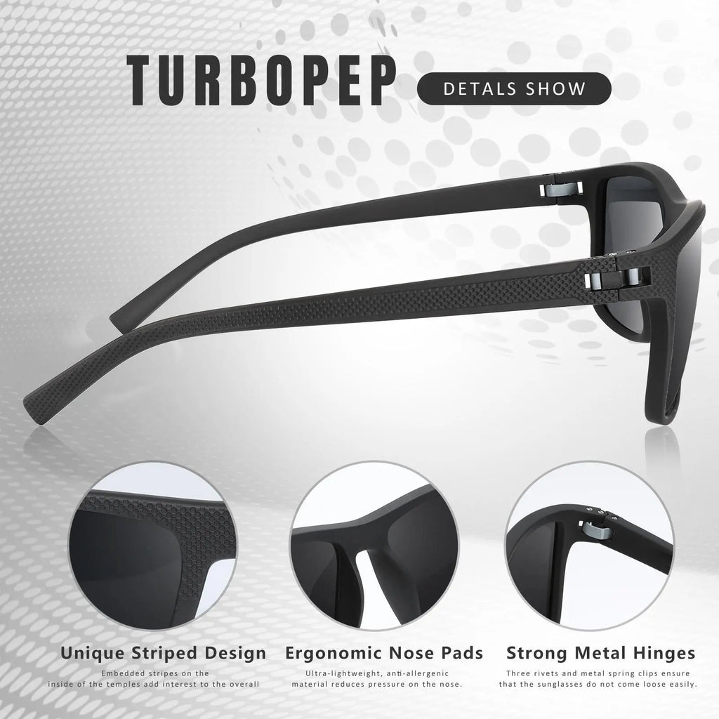 Turbo Pep Unisex Polarized Square Sunglasses - 3 Pairs