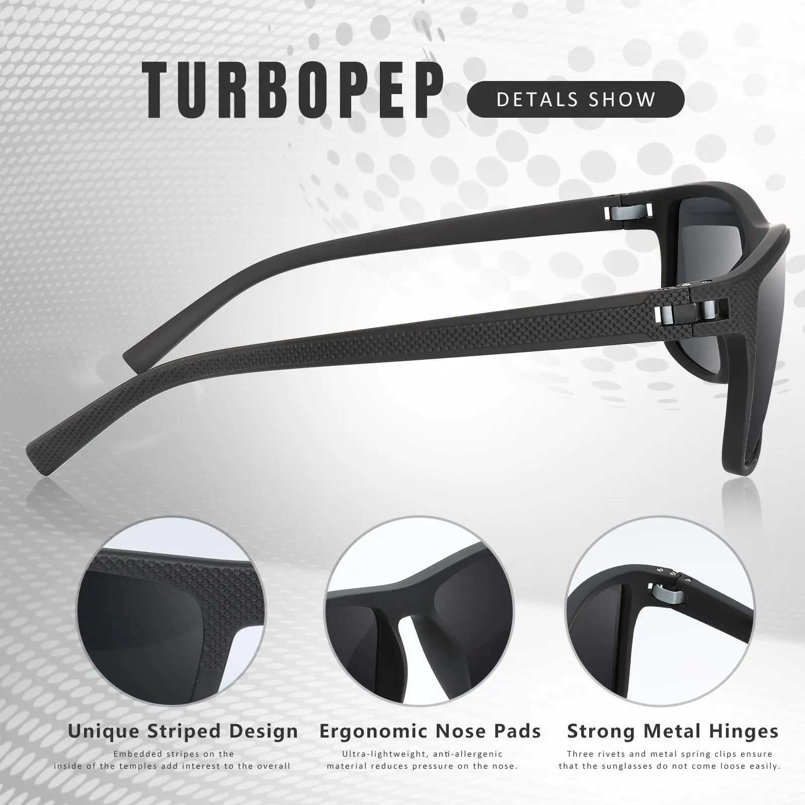 Turbo Pep Unisex Polarized Square Sunglasses - 3 Pairs
