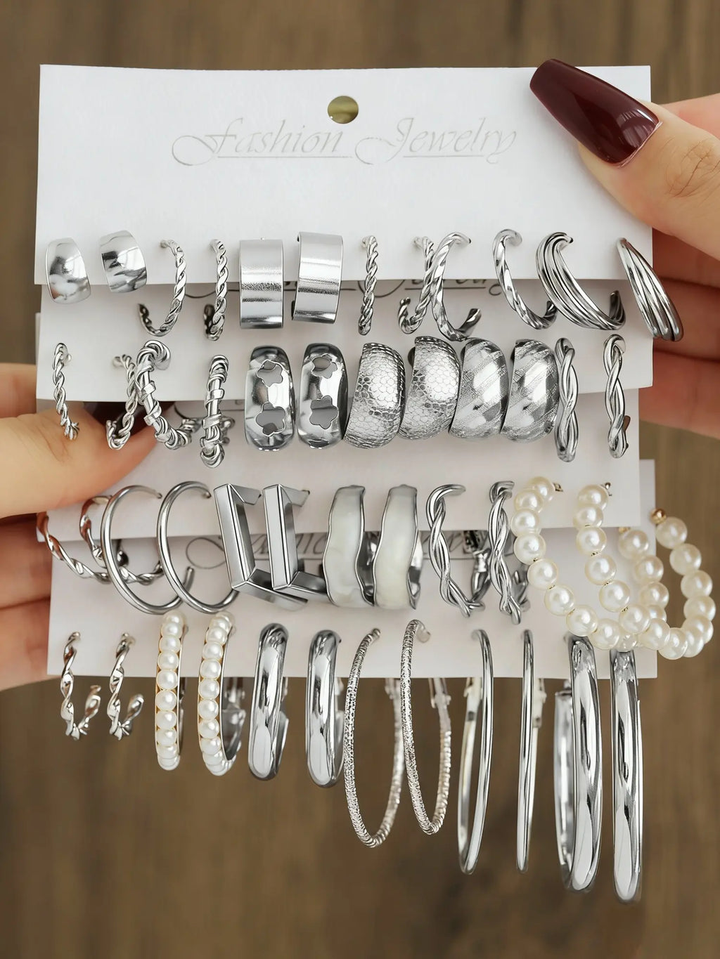 24-Pair Alloy Flower and Mermaid Hoop Earring Set