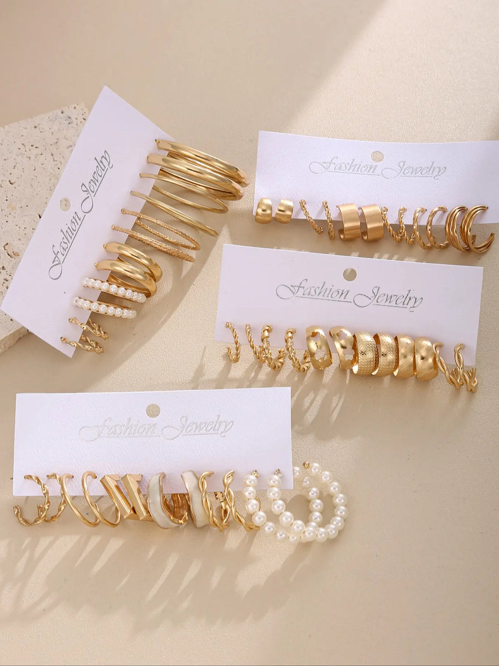 24-Pair Alloy Flower and Mermaid Hoop Earring Set
