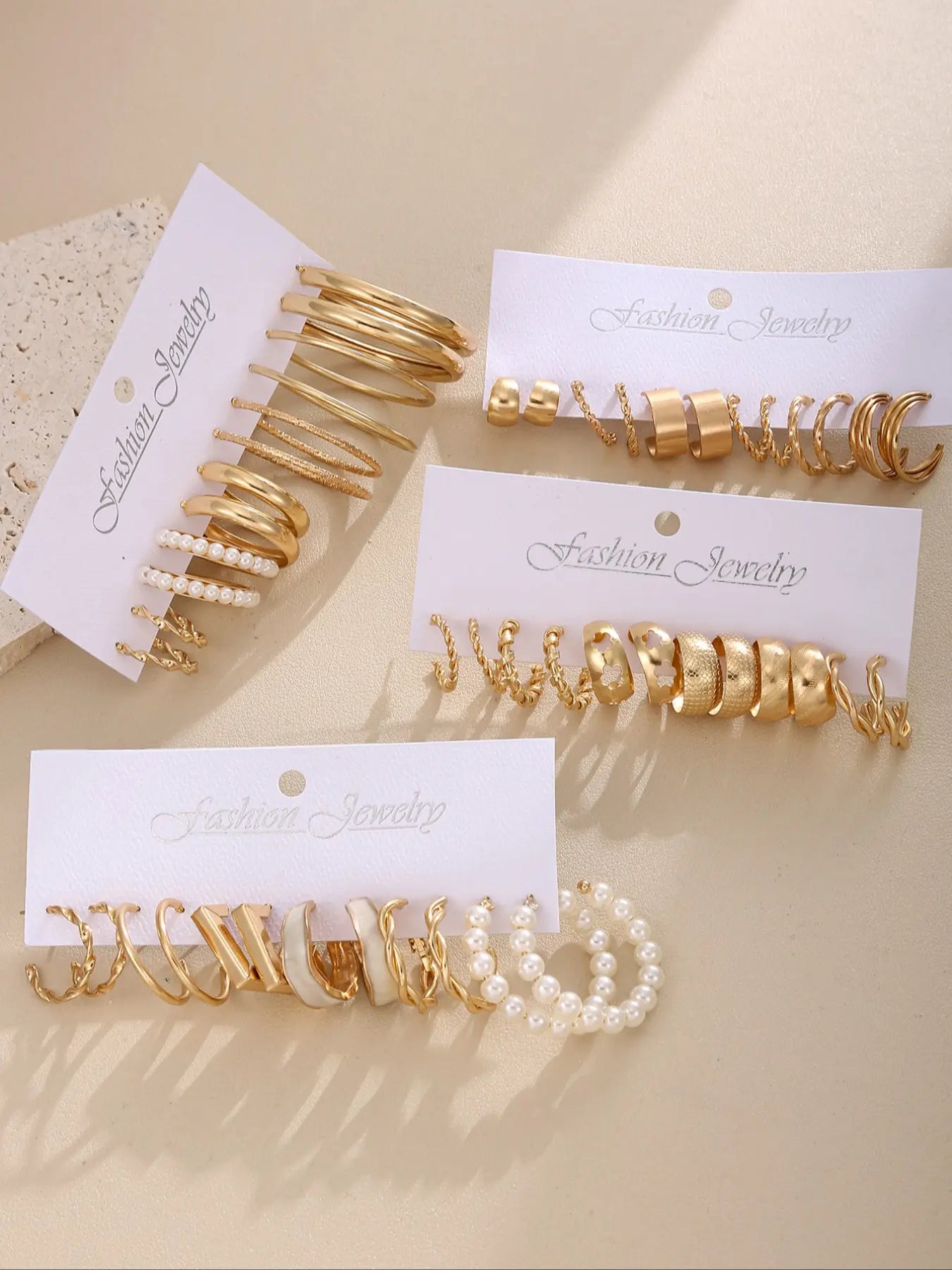 24-Pair Alloy Flower and Mermaid Hoop Earring Set