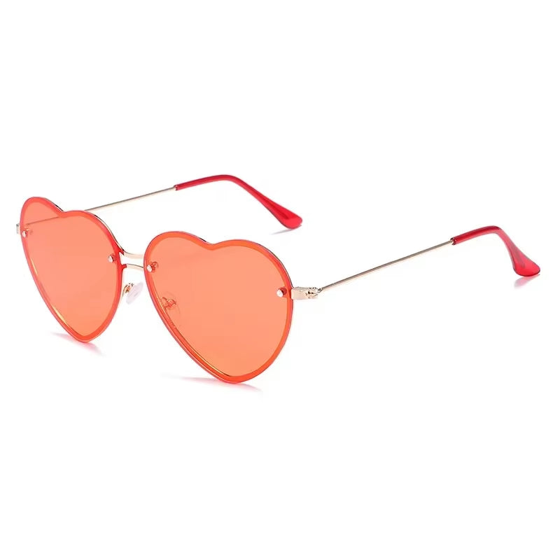 Heart-Shaped Rimless Sunglasses with Clear Ocean Lenses