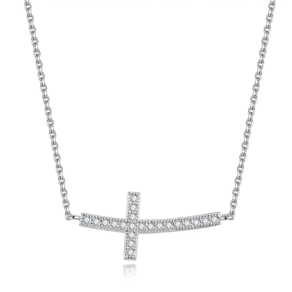 Lavishe Sideways Cross Necklace