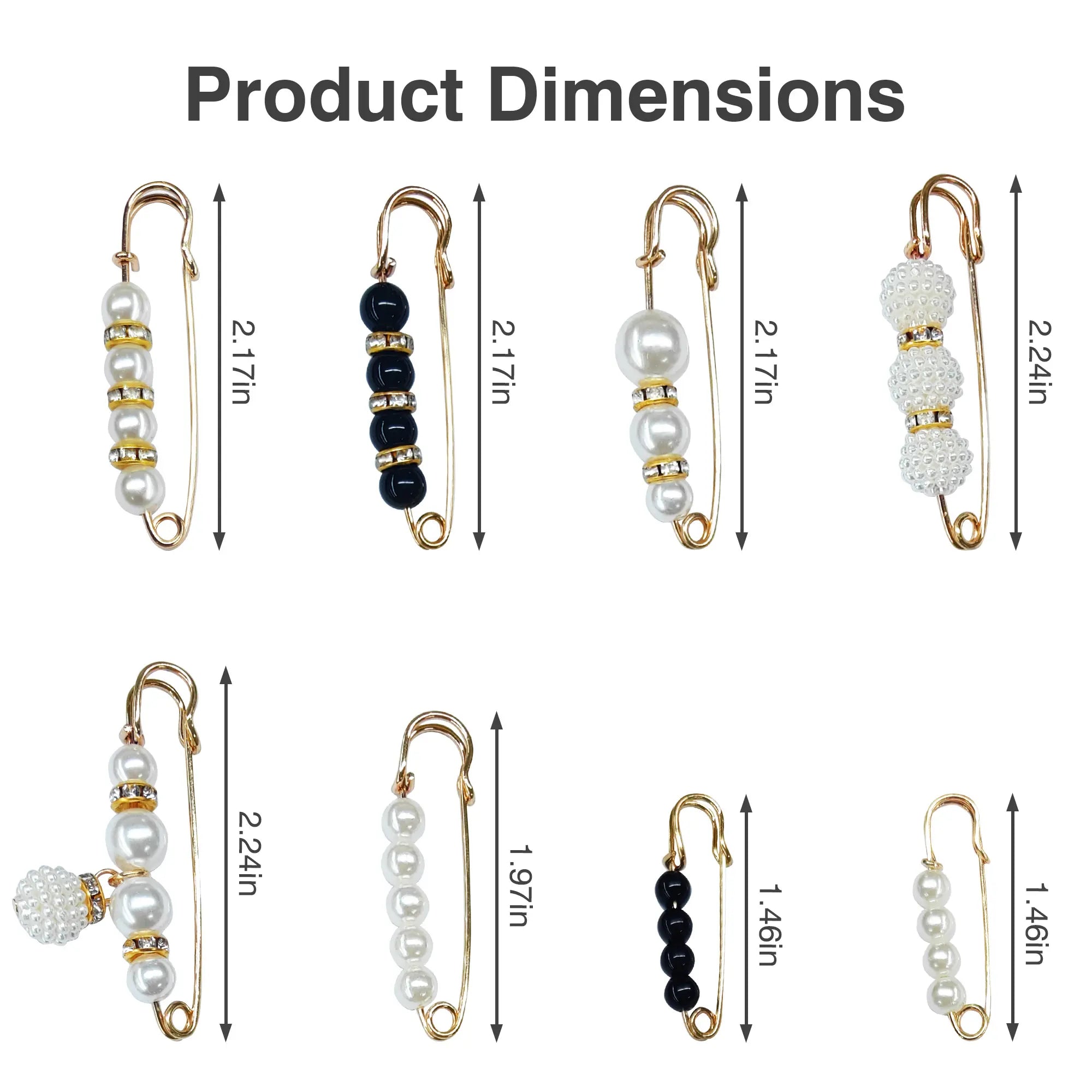 Pearl Brooch Pins - 16 count