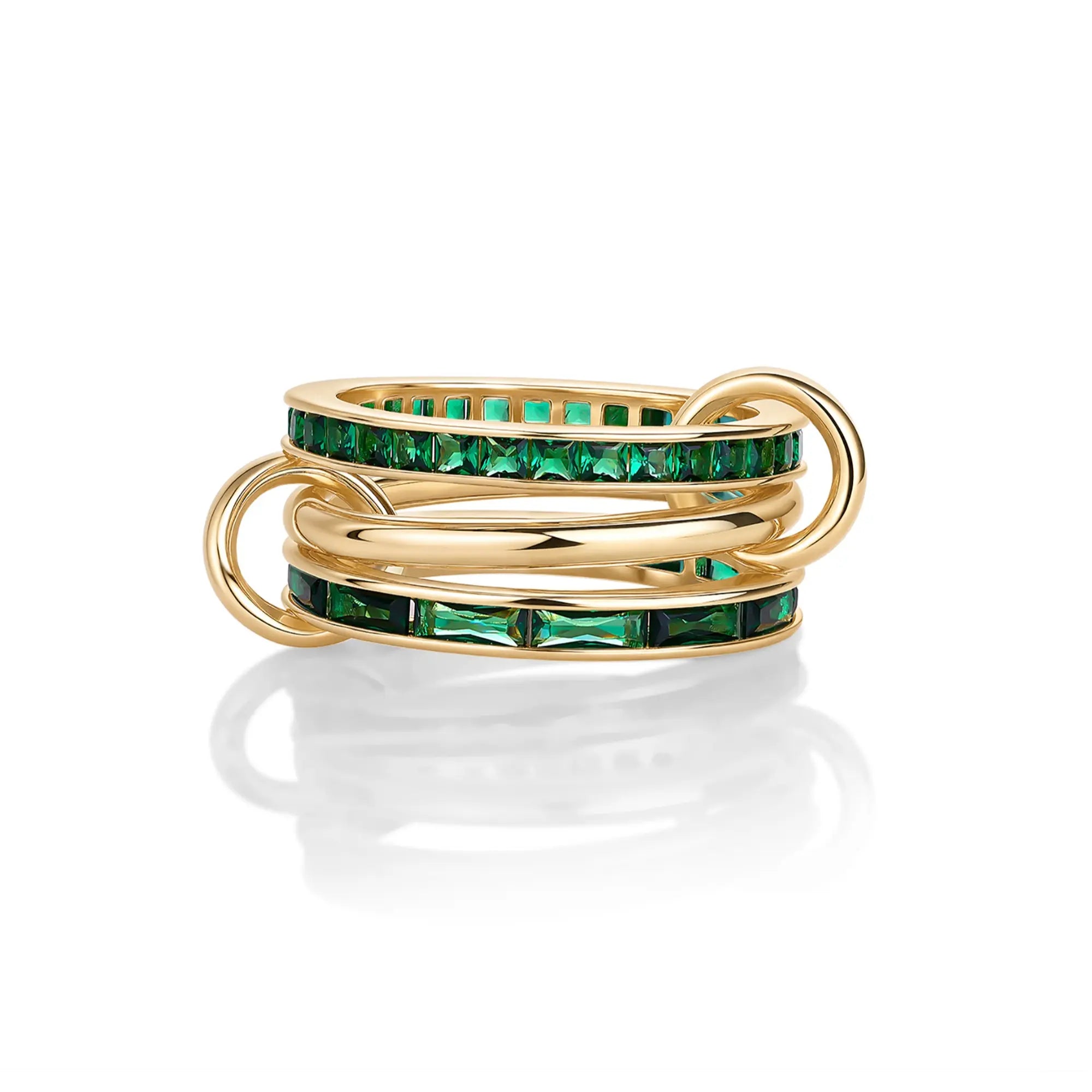 14K Gold Plated Interlocked Stackable Statement Ring for Women - Chunky Multi-Band Double & Triple Ring in Two-Tone Mixed Metals with Cubic Zirconia
