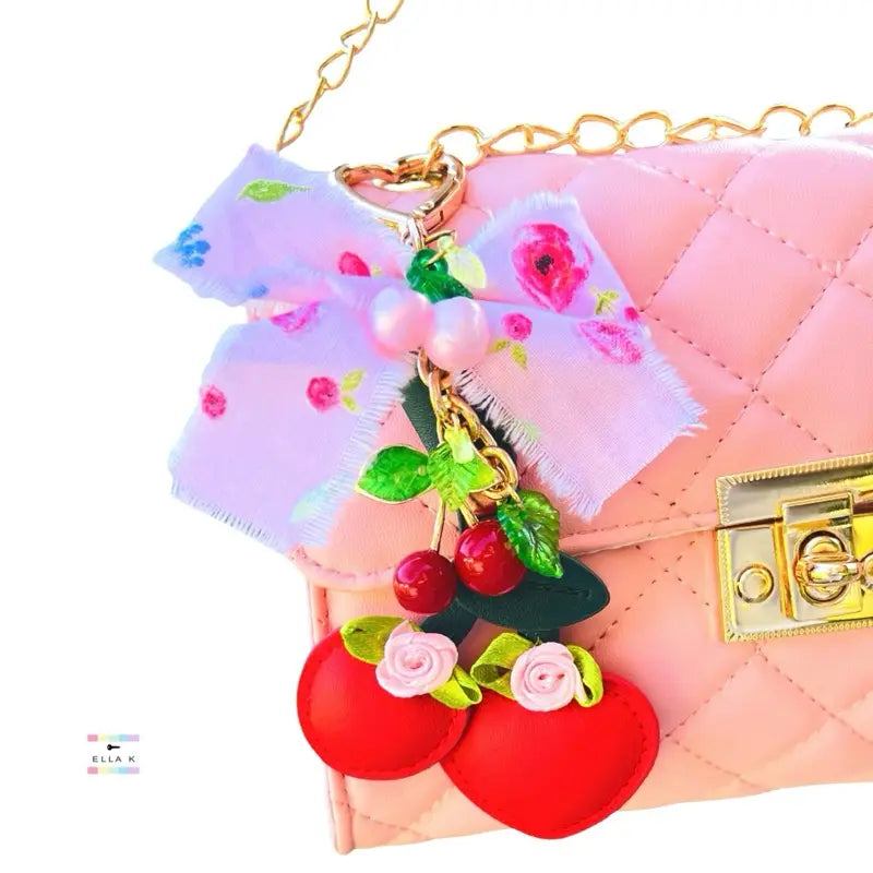 Cherry Blossom Floral Bow Bag Charm