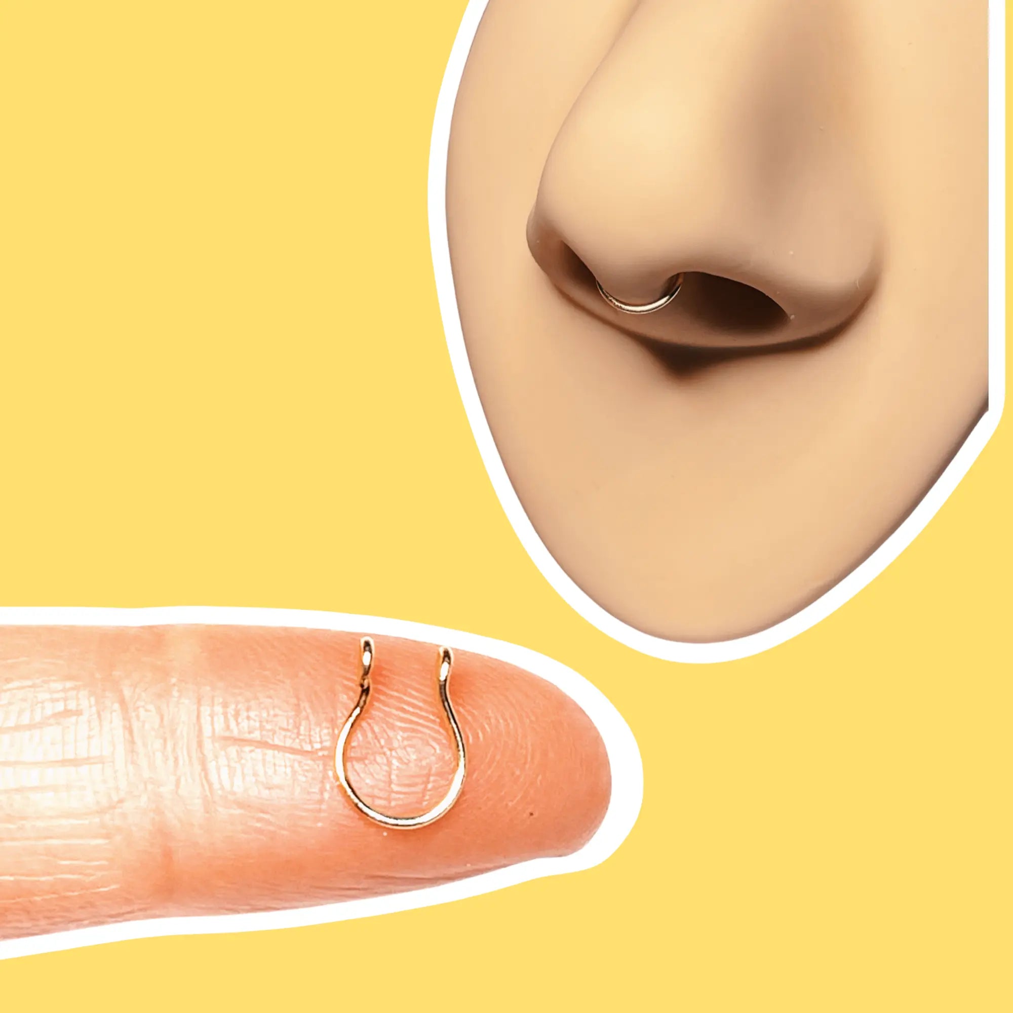 Handcrafted Faux Septum Clip-On Nose Ring - 20 Gauge Wire Available in Black, Gold, or Silver Copper Finish for Unisex Wear
