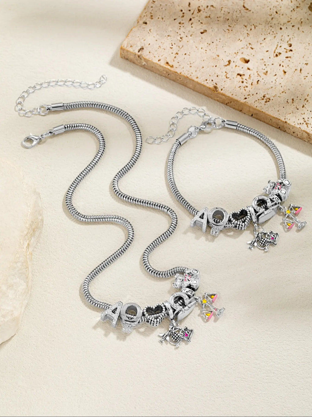 Sophisticated Bear Zodiac Pendant Necklace and Bracelet Set