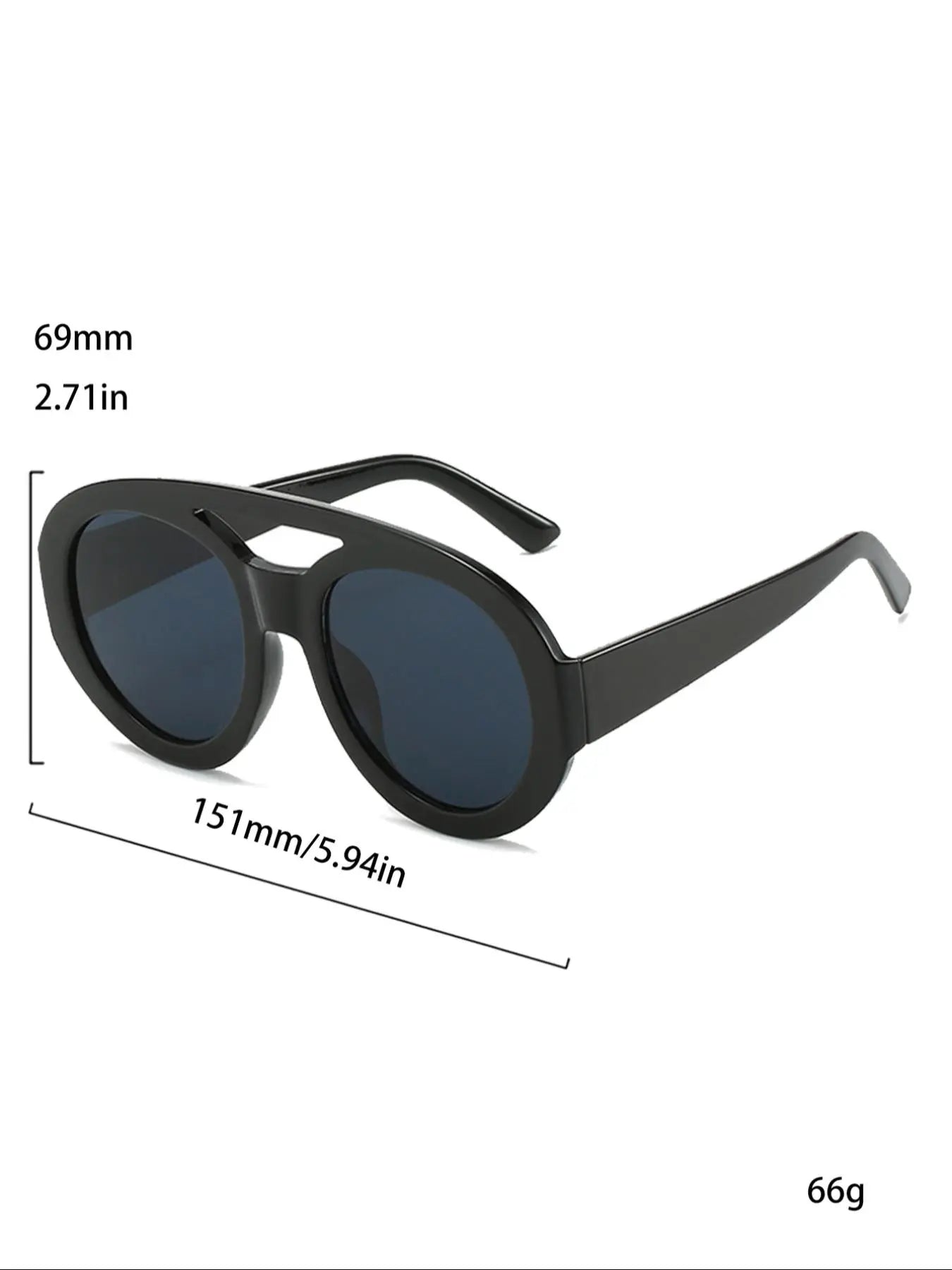 Large Frame Double Bridge Round Glasses