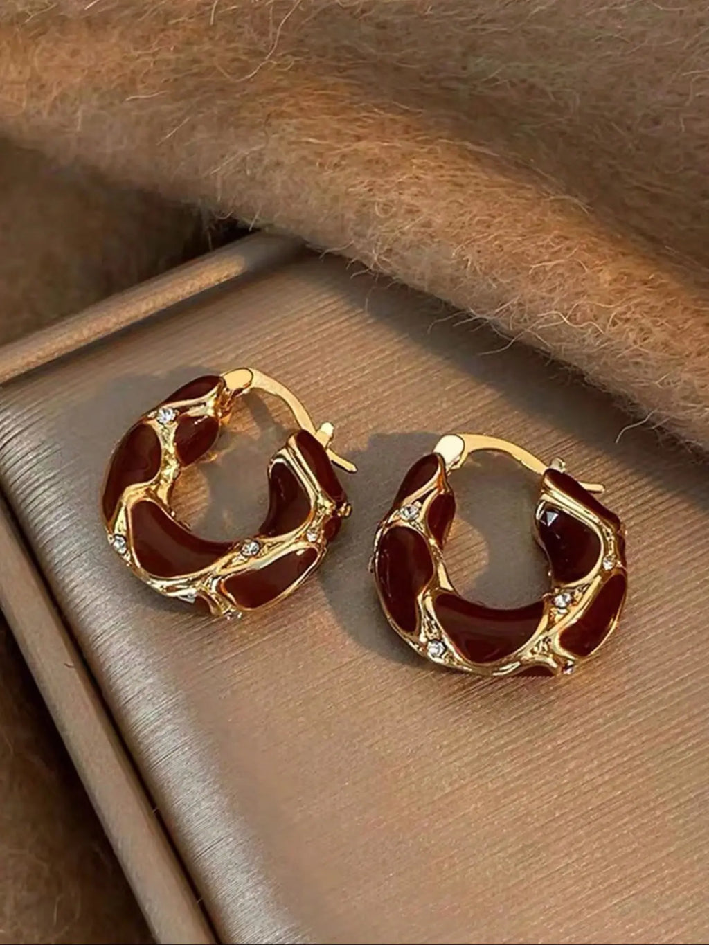 Tiger Eye Stone Hoop Earring Set