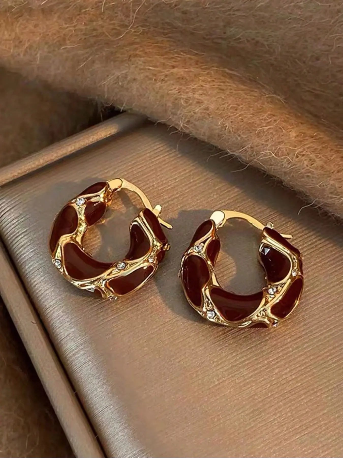 Tiger Eye Stone Hoop Earring Set