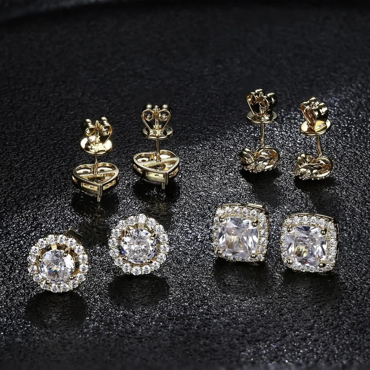 Sterling Silver CZ Stud Earrings Set