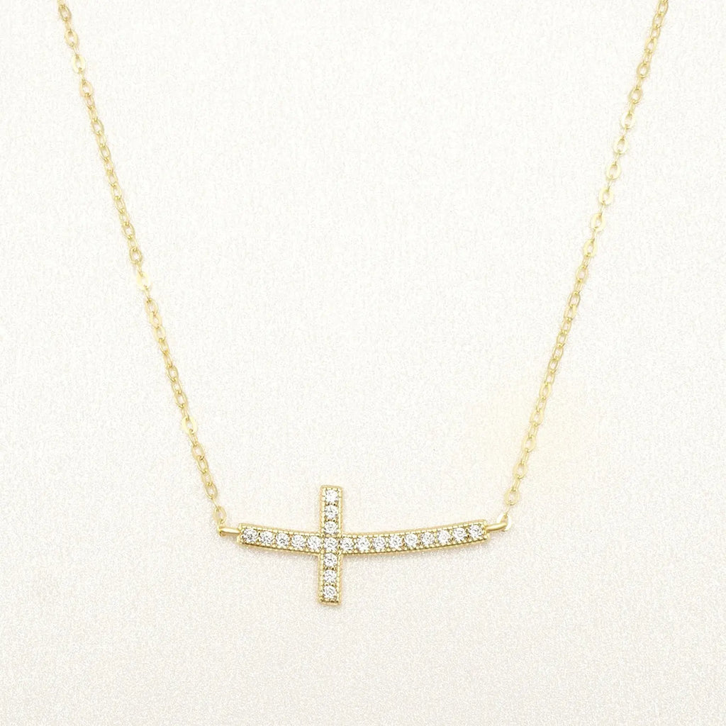 Lavishe Sideways Cross Necklace