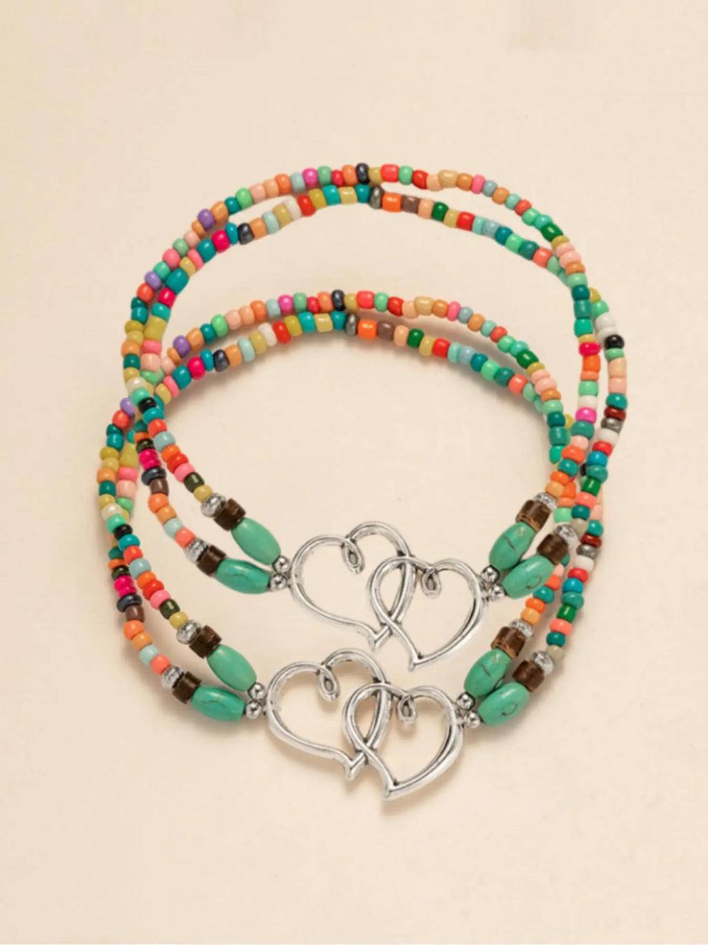 Bohemian Heart Design Beaded Anklet