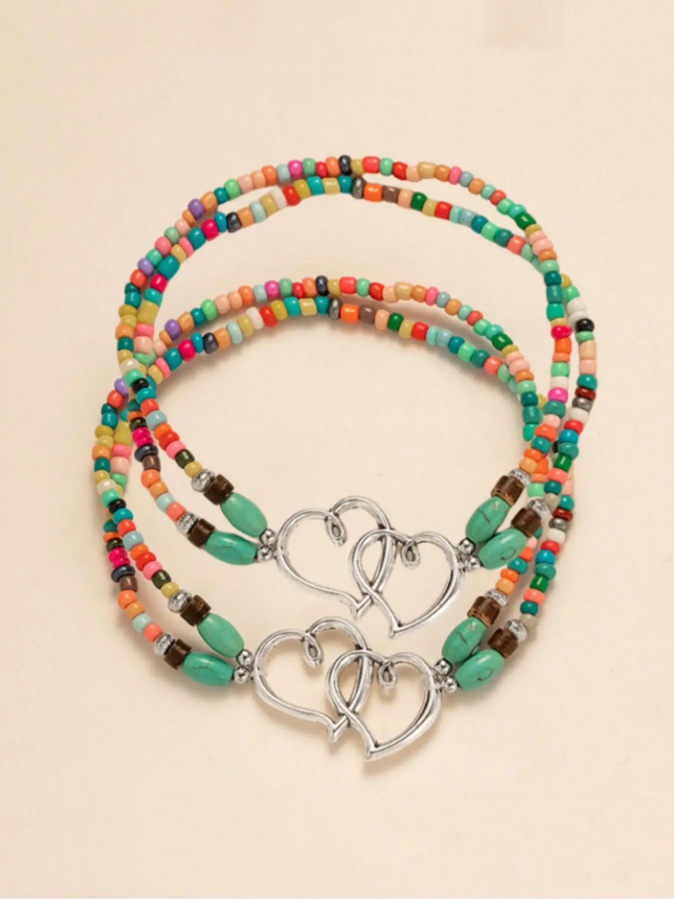 Bohemian Heart Design Beaded Anklet