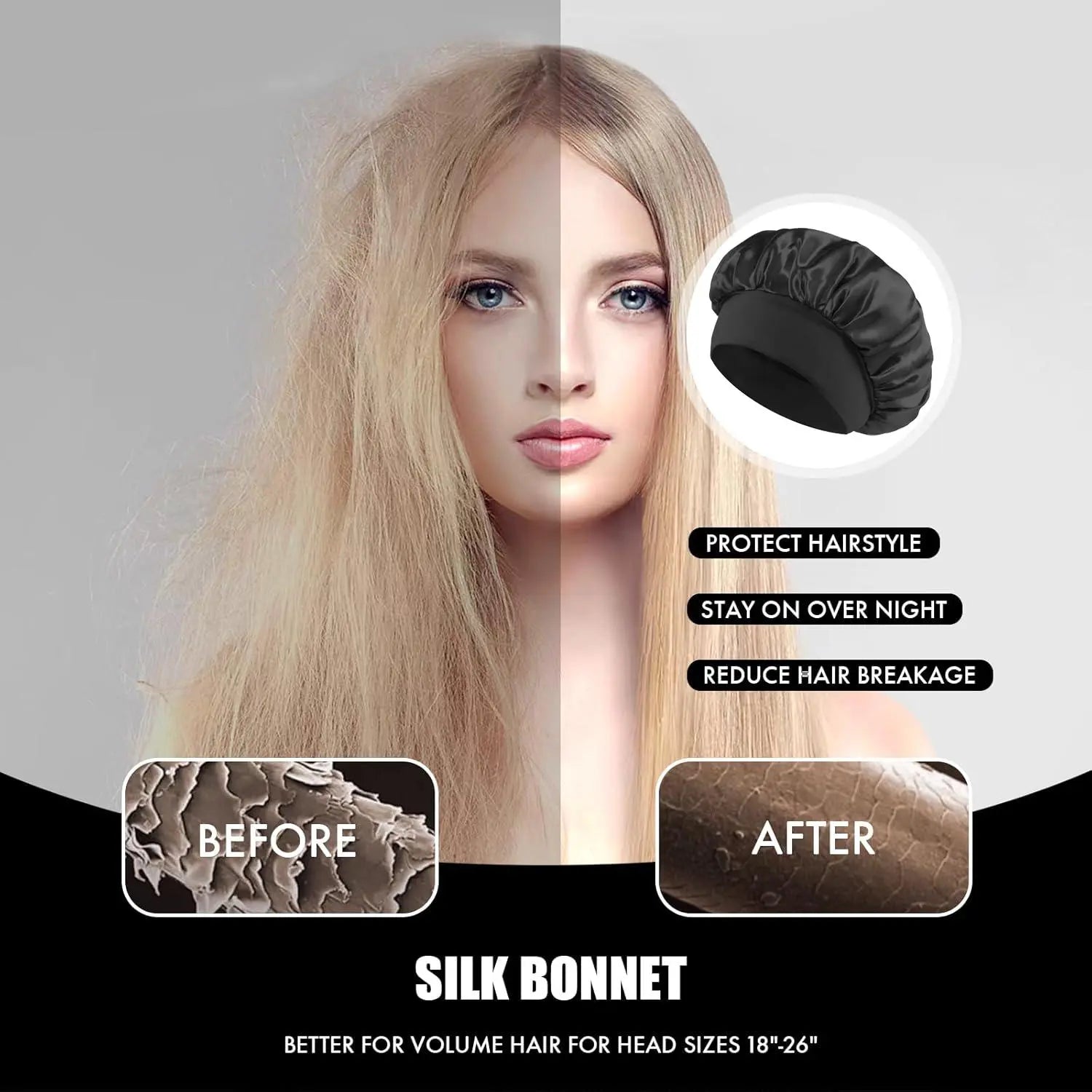 Satin Sleep Cap for Men and Women, Adjustable