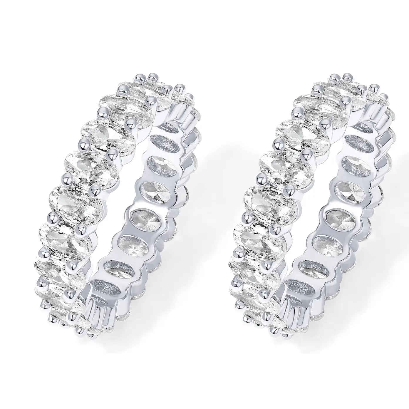 PAVOI 14K Gold Plated Eternity Ring with Oval 5A & 6A Cubic Zirconia - Stackable Love Ring for Women - Elegant Wedding Band Available in Sizes 5 to 10