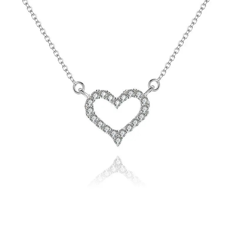 925 Sterling Silver Heart-Shaped Cubic Zirconia Pendant Necklace