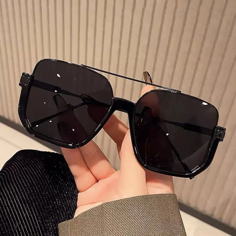 2-Pack Oversized Square Double Bridge Sunglasses - Y2K American Retro Fashion with UV Protection Aviator Shades