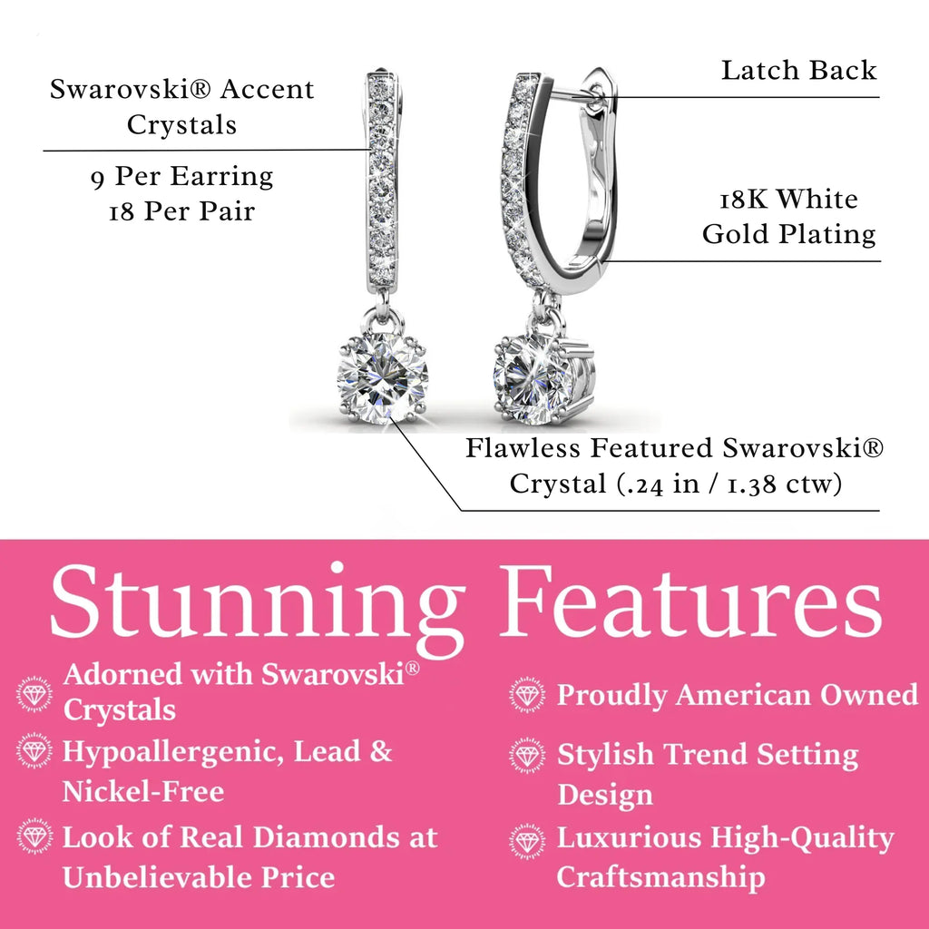 Mckenzie 18K White Gold Plated Drop Earrings