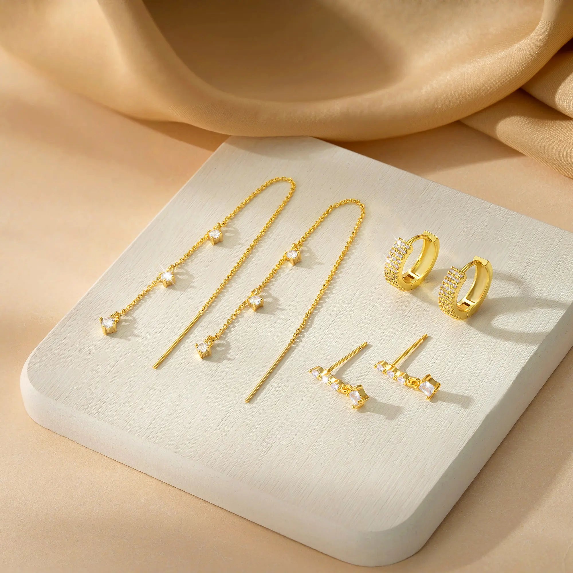 3-Layer Chain Dangle Earrings