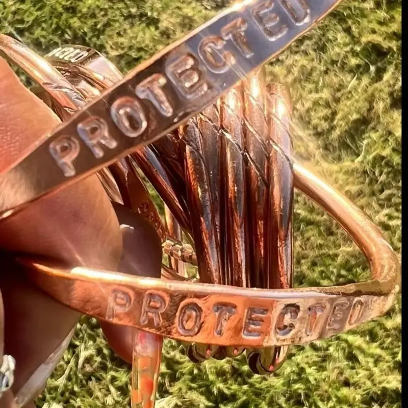 Engraved Pure Copper Affirmation Bracelet