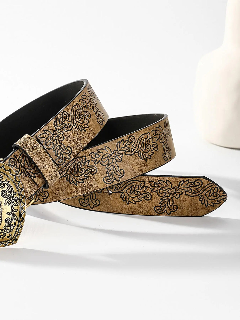 Boho Heart Embossed Buckle Belt