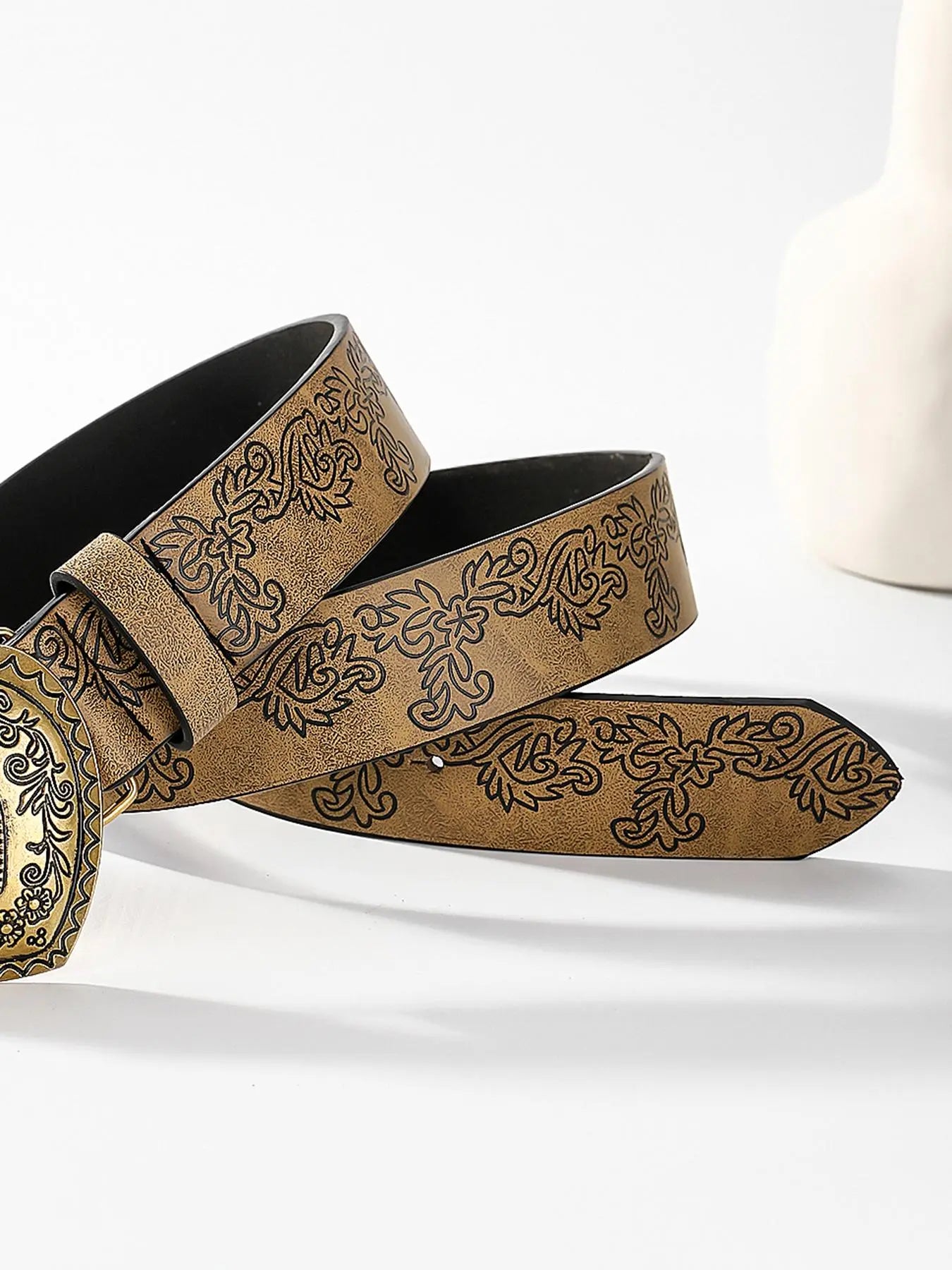 Boho Heart Embossed Buckle Belt