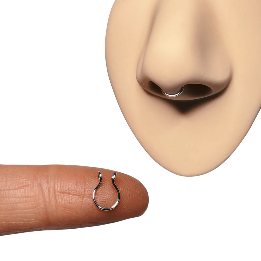 Handcrafted Faux Septum Clip-On Nose Ring - 20 Gauge Wire Available in Black, Gold, or Silver Copper Finish for Unisex Wear