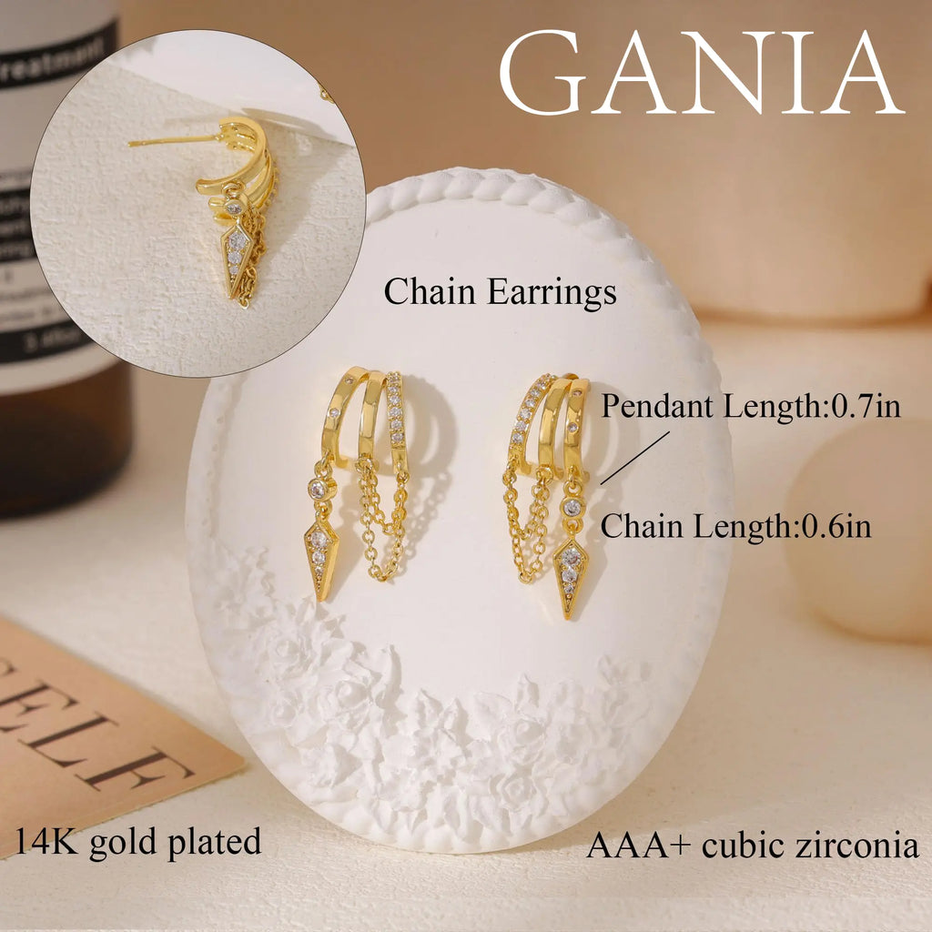 Gania Women's Gold Triple Huggies Earrings
