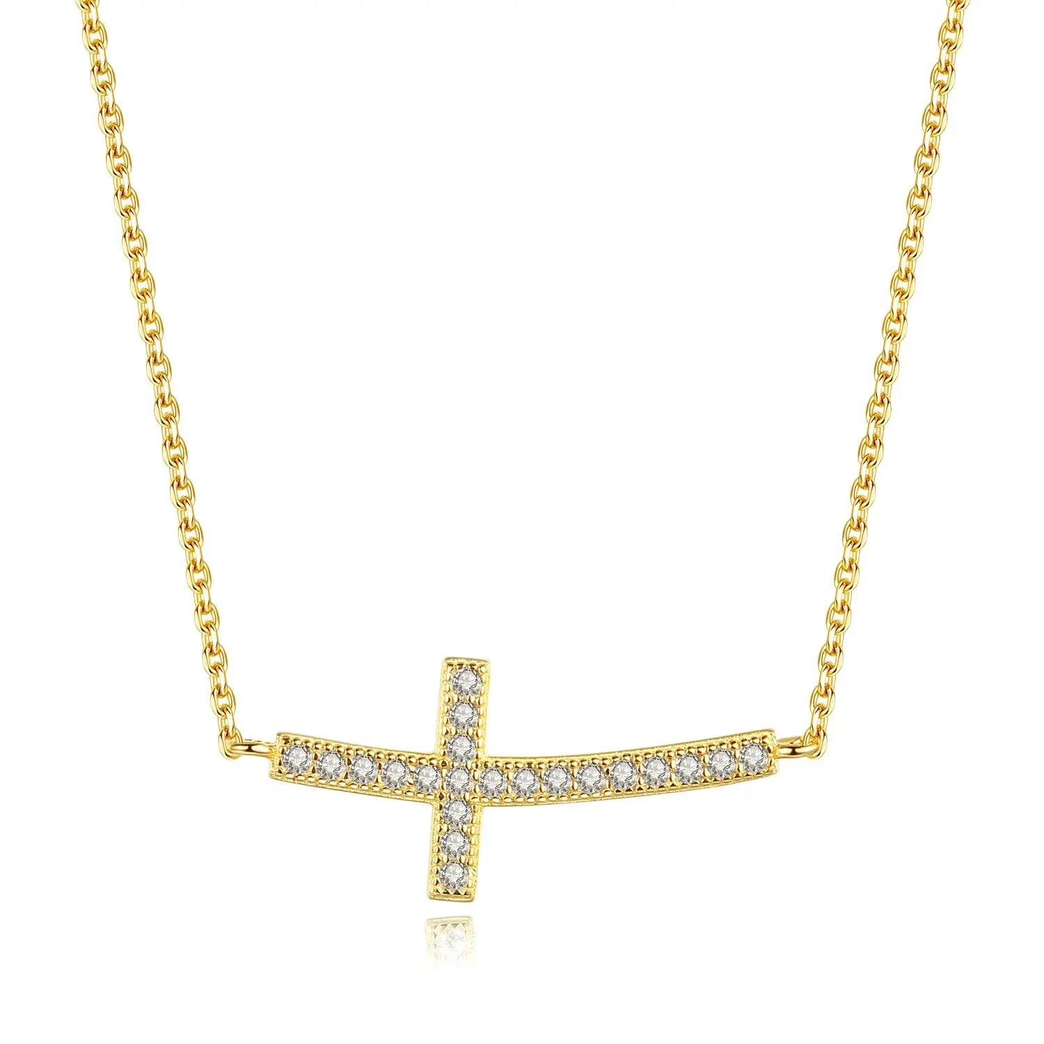 Lavishe Sideways Cross Necklace