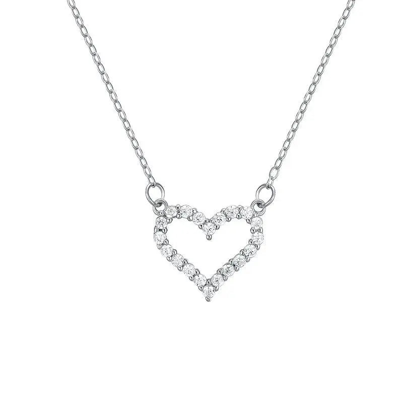 925 Sterling Silver Heart-Shaped Cubic Zirconia Pendant Necklace