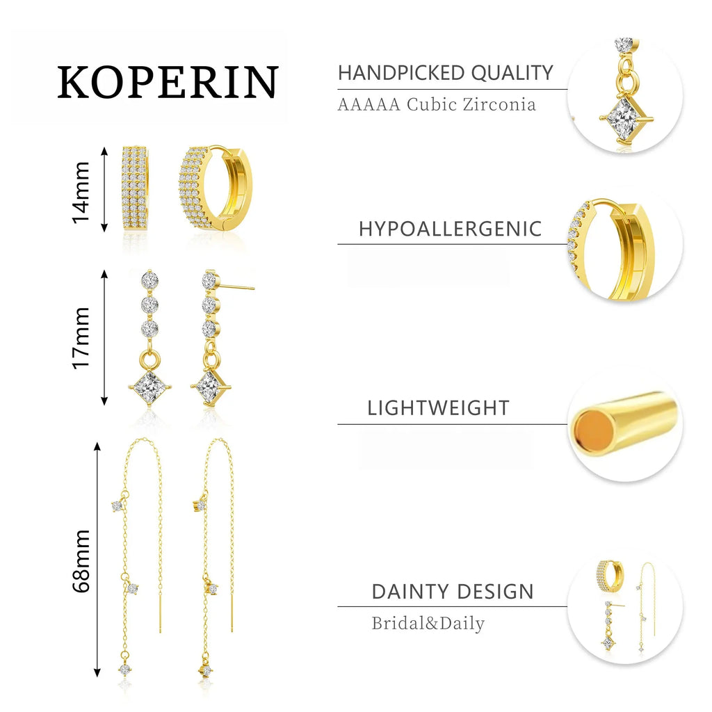 3-Layer Chain Dangle Earrings