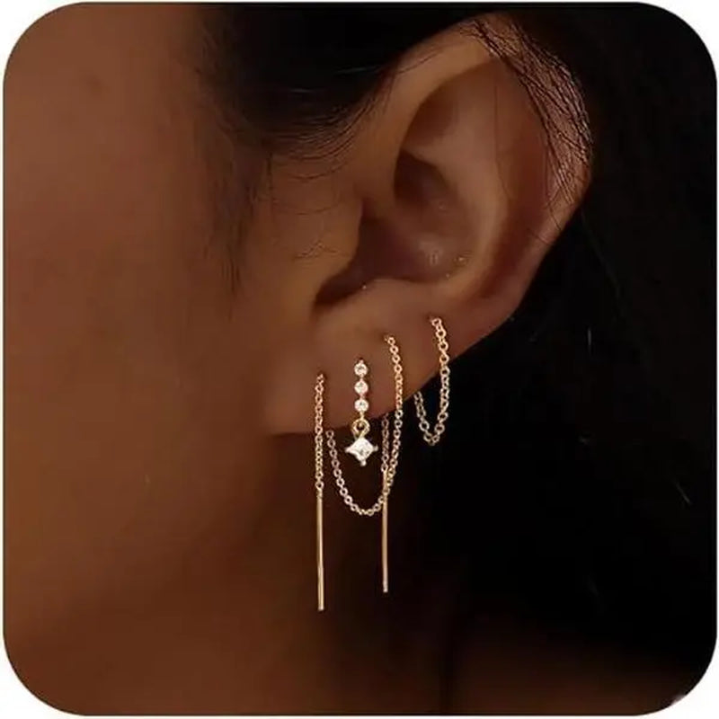 3-Layer Chain Dangle Earrings
