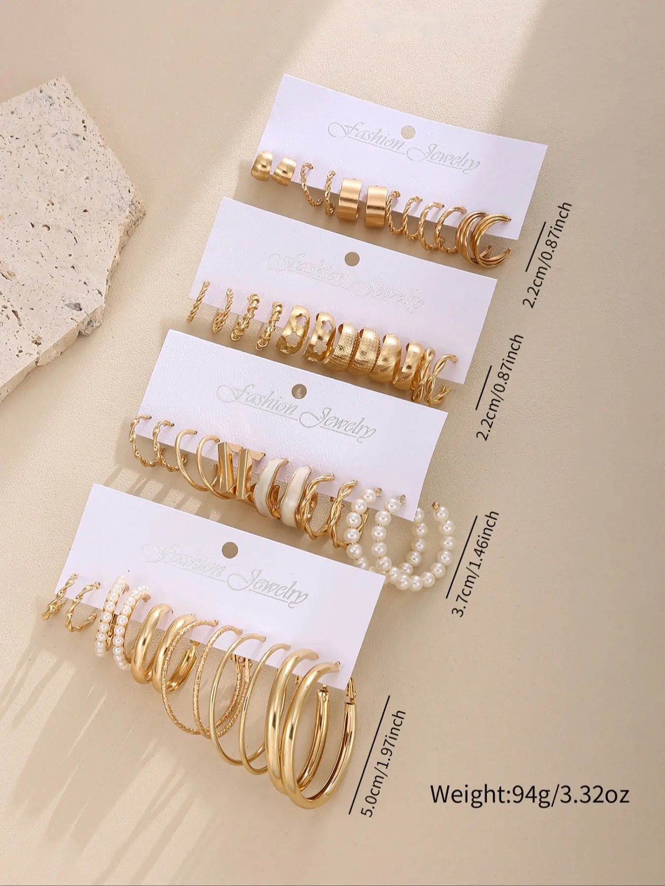 24-Pair Alloy Flower and Mermaid Hoop Earring Set