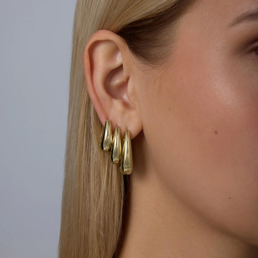 Chunky Hoop Earrings - 14K Gold Plated Stainless Steel