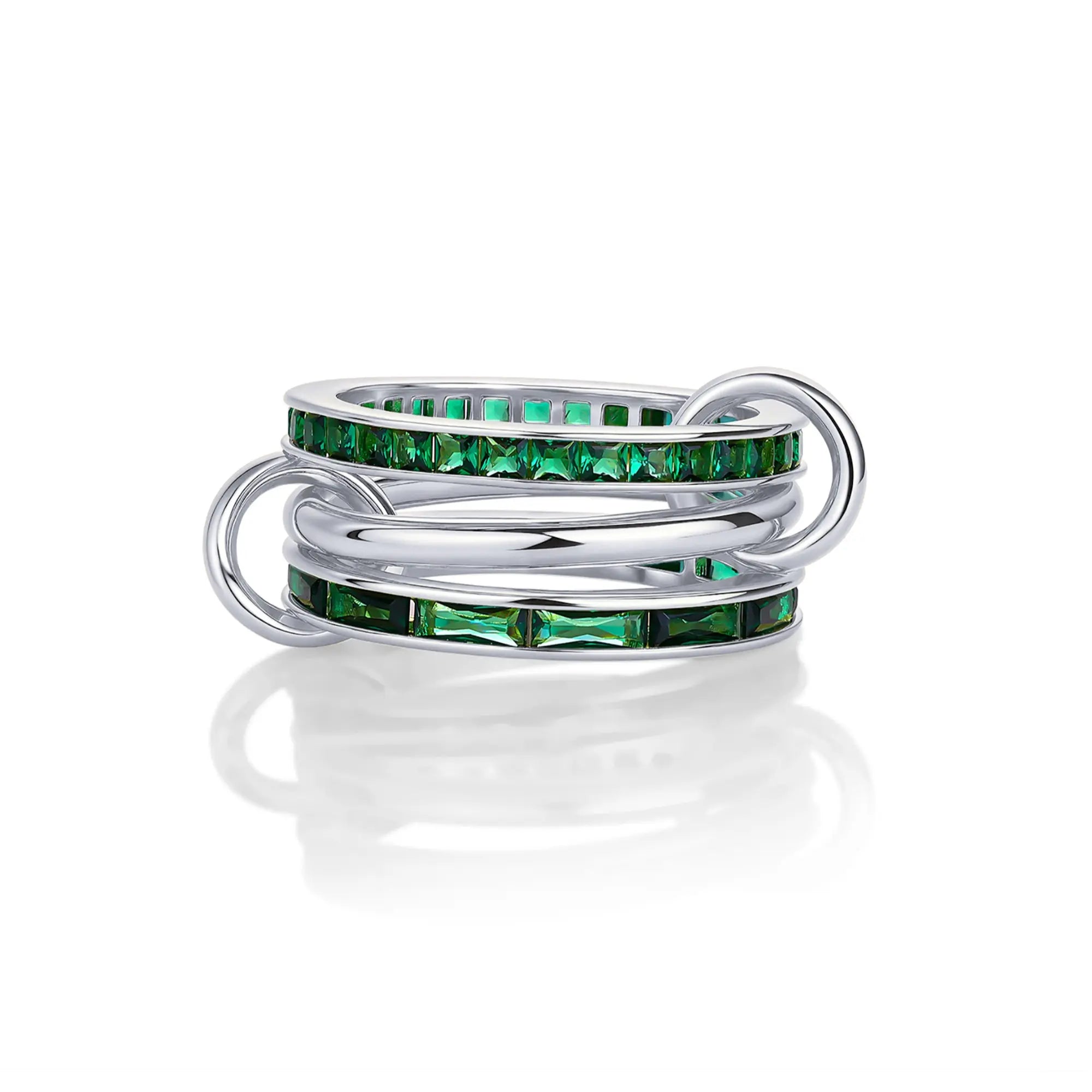 14K Gold Plated Interlocked Stackable Statement Ring for Women - Chunky Multi-Band Double & Triple Ring in Two-Tone Mixed Metals with Cubic Zirconia