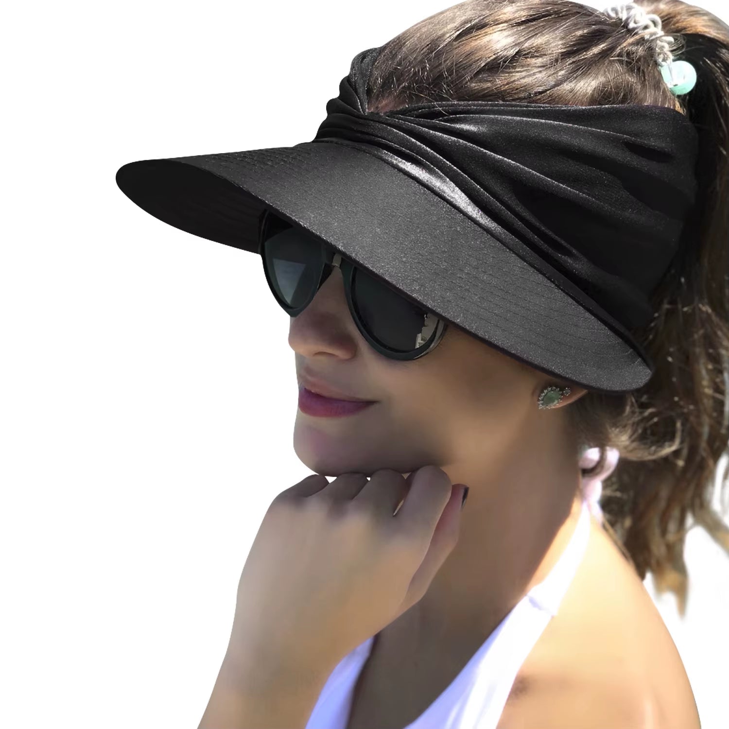 Women's Beach Sun Hat with Hollow Top - UV50+ Sun Protection