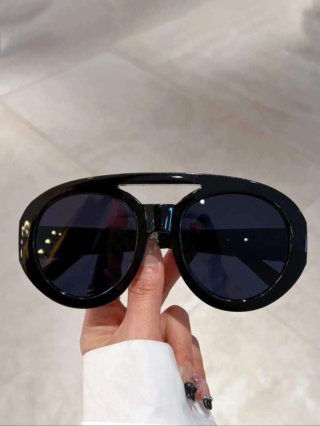 Large Frame Double Bridge Round Glasses
