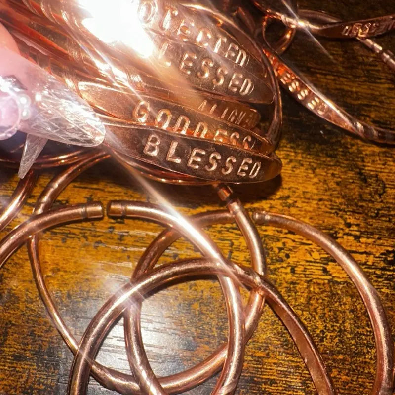 Engraved Pure Copper Affirmation Bracelet