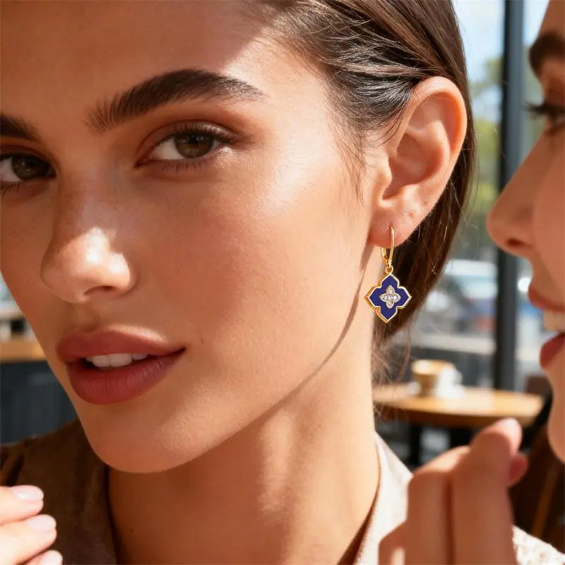 Four-Leaf Clover Diamond-Encrusted Drop Earrings