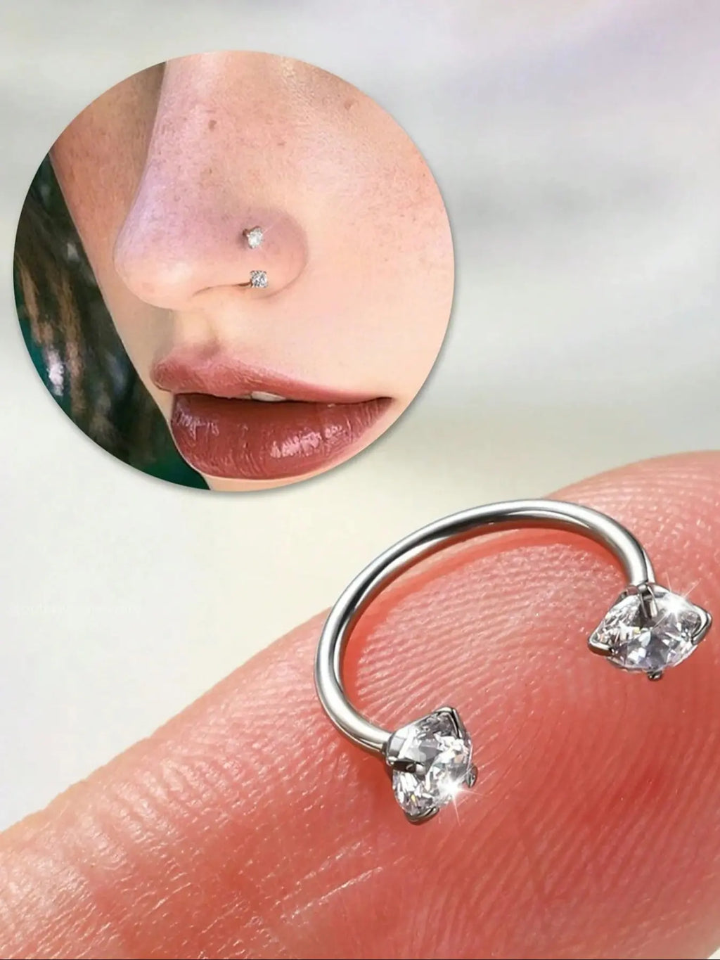Stainless Steel CZ-Inlaid Nose Ring for Unisex - Elegant Body Jewelry for Everyday and Special Occasions, Trendy Versatile Design, Perfect Gift for Nose Piercing Enthusiasts