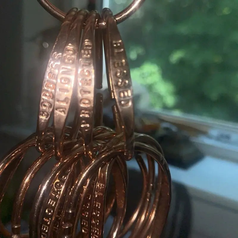 Engraved Pure Copper Affirmation Bracelet