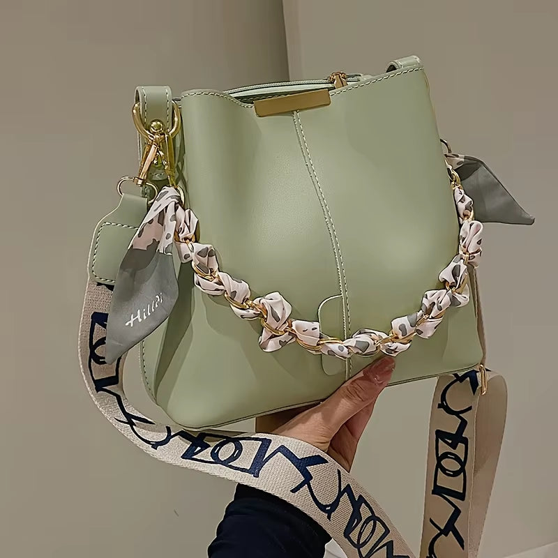 New! Ribbon Chain Bucket Bag