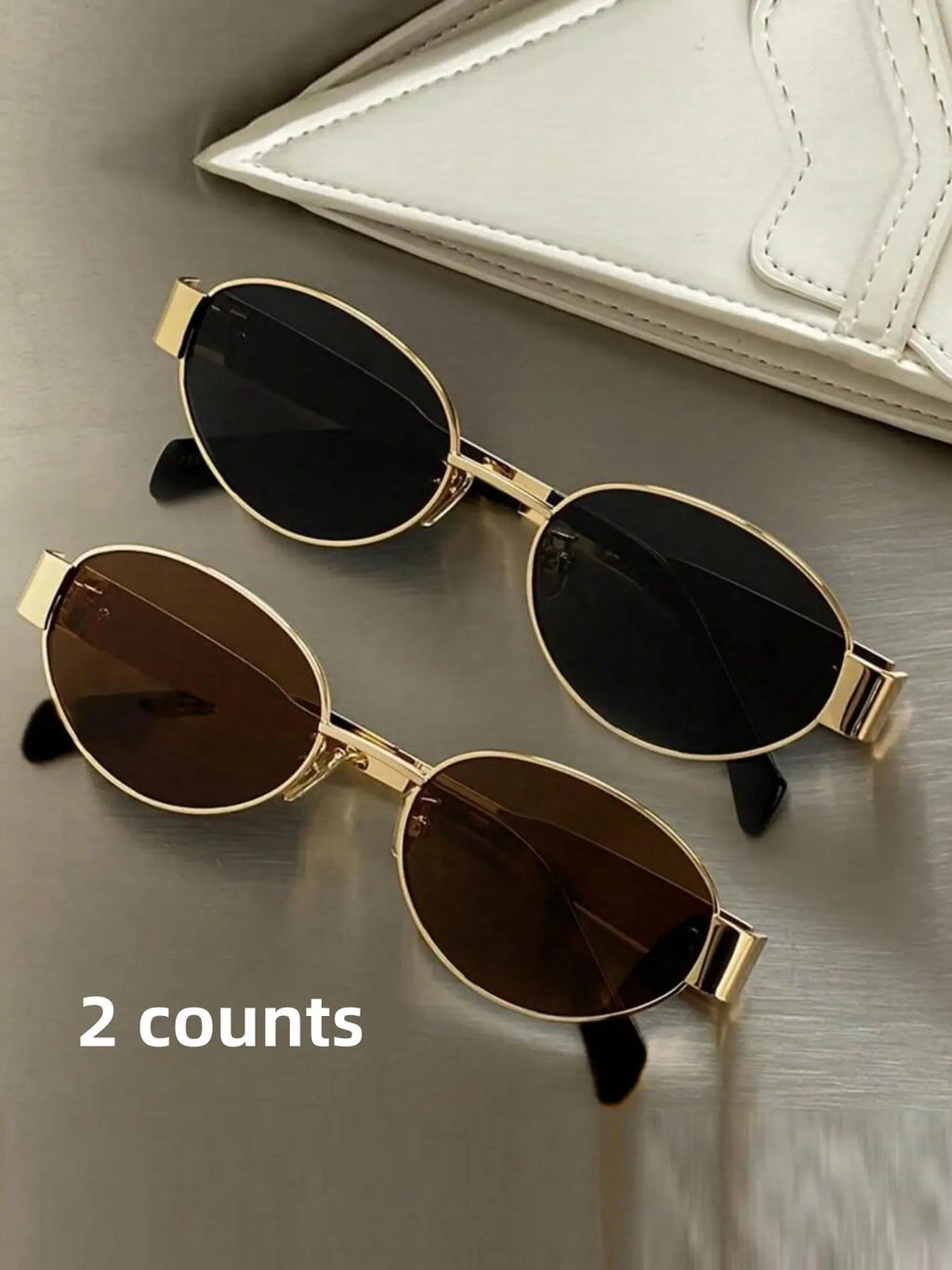 Stylish Metal Frame Oval Sunglasses
