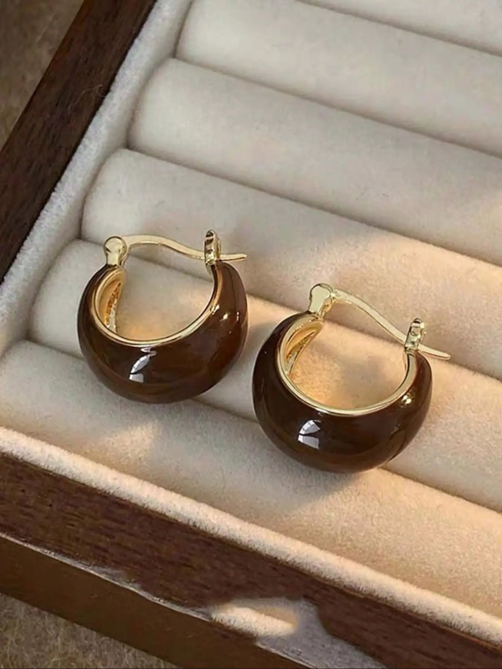 Tiger Eye Stone Hoop Earring Set