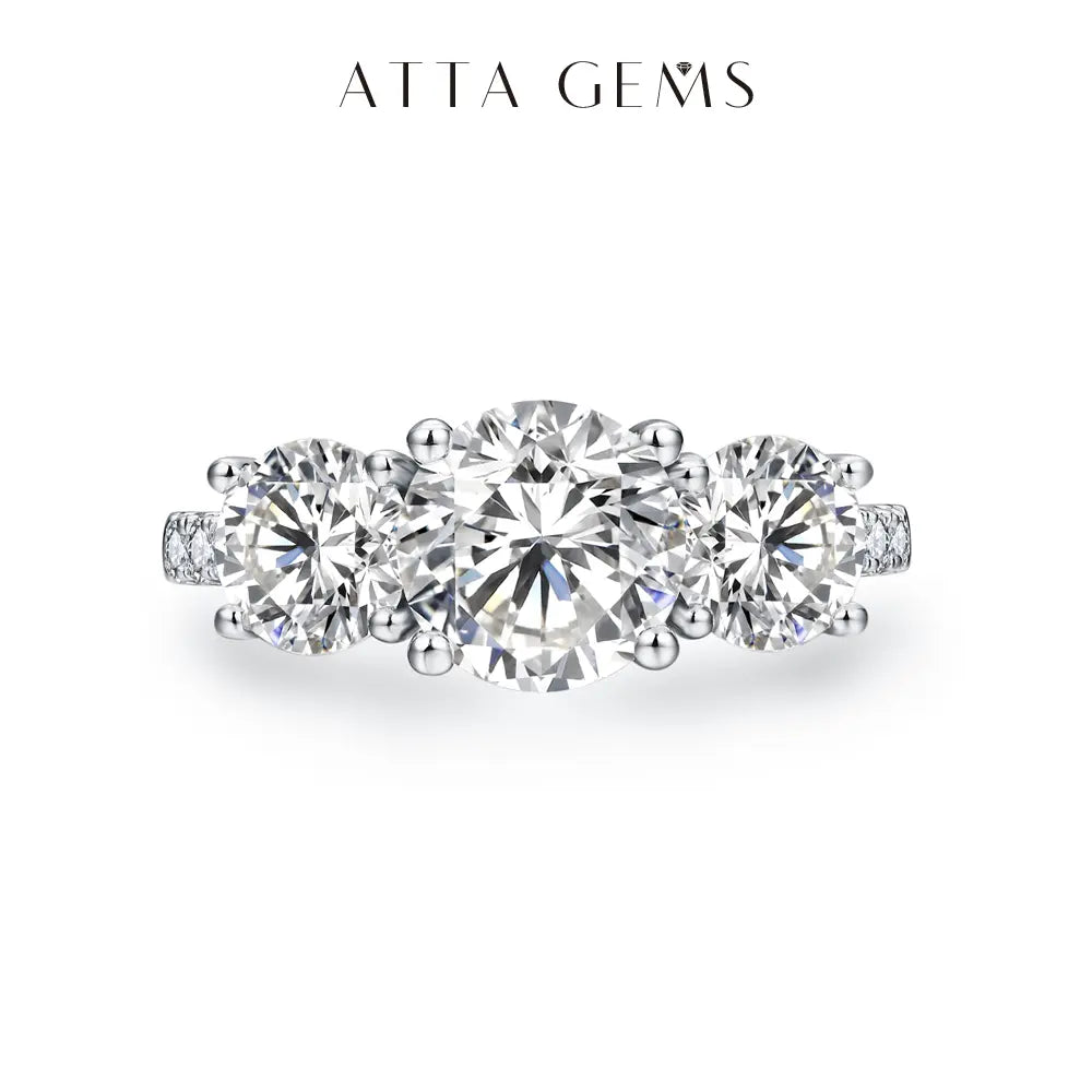 Elegant Three-Stone Moissanite Ring in 925 Sterling Silver for Anniversary, Wedding, or Engagement - Perfect Gift for Valentine's Day