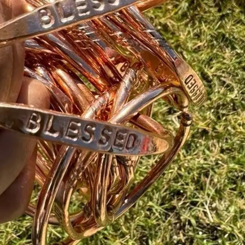 Engraved Pure Copper Affirmation Bracelet