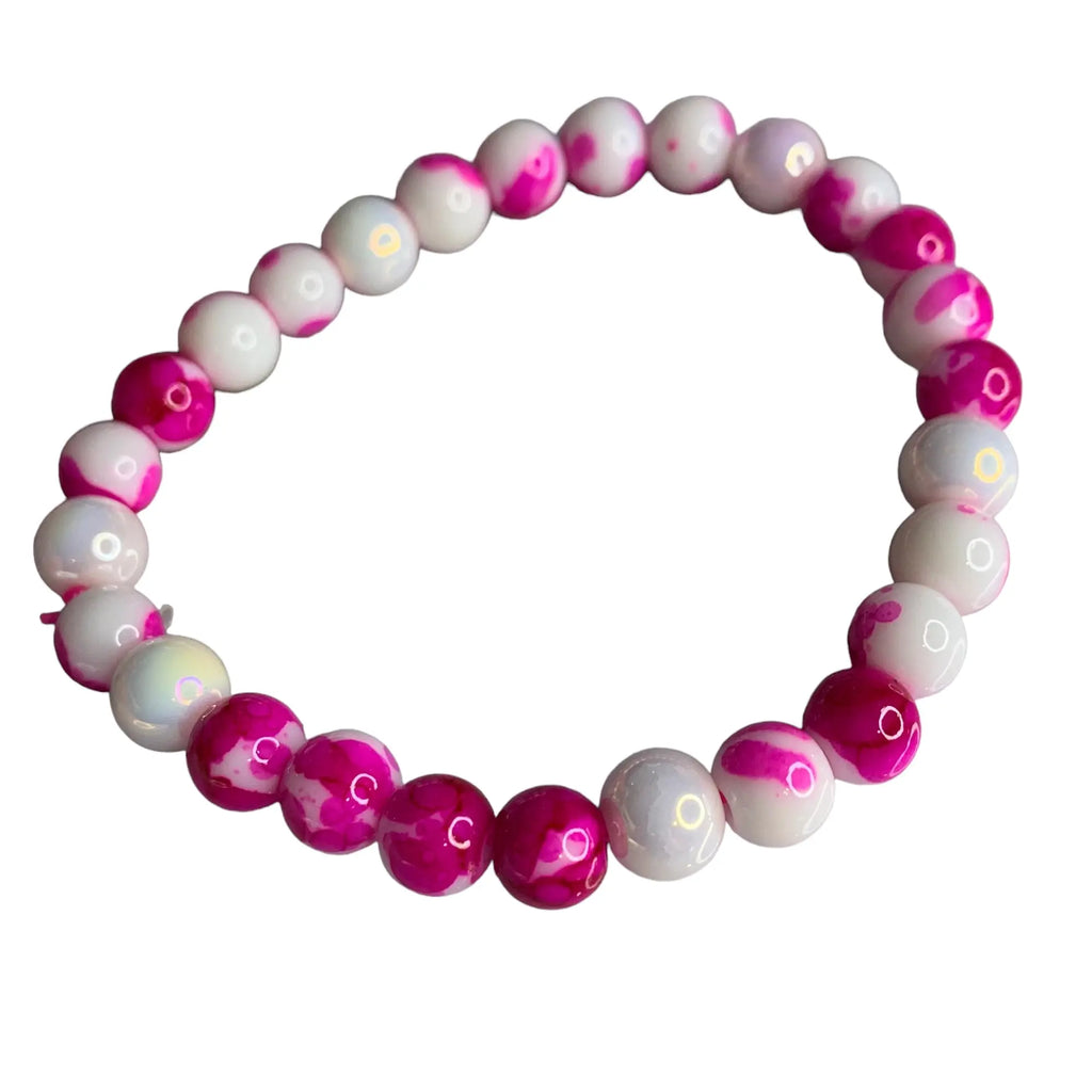 Elegant Pink Glass Beaded Bracelet